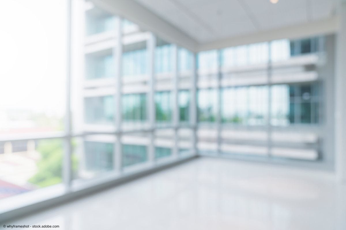 blurred image of hospital windows from the inside